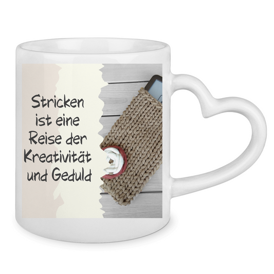 Herzhenkel-Tasse Strickreise - Meshmade