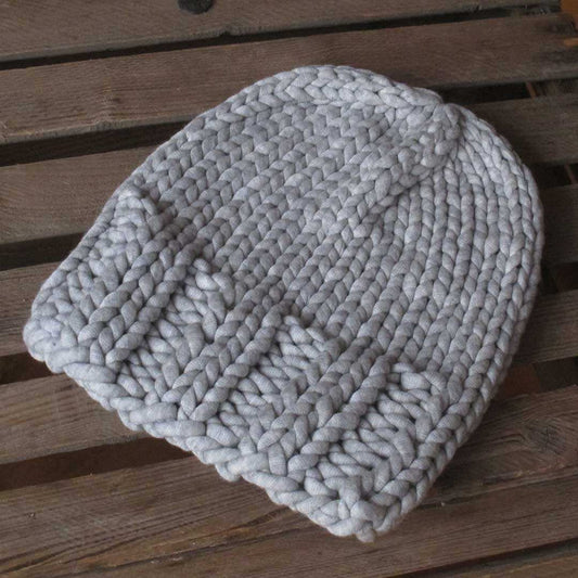 Strick-Kit Mütze Beanie - Beanie in hellgrau