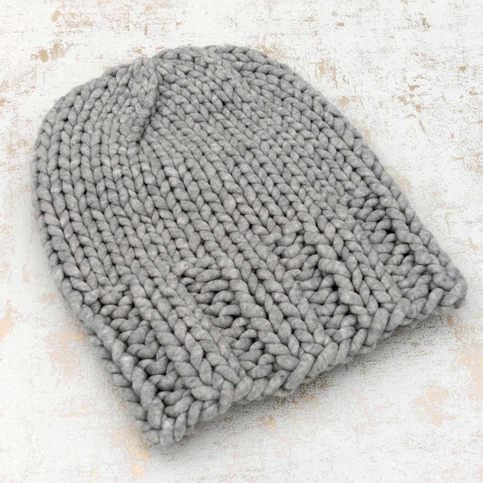 Strickmütze Beanie grau melange