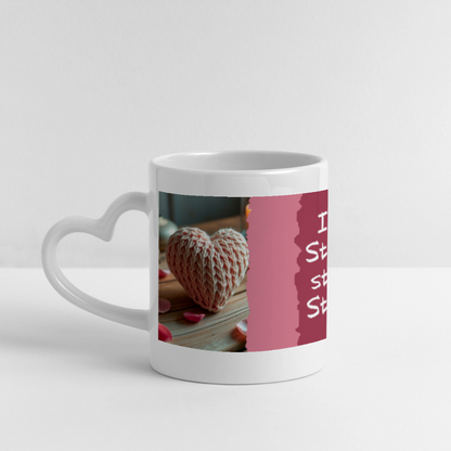 Herzhenkel-Tasse Motiv In jedem Strickstück steckt ein Stück Herz - Weiß