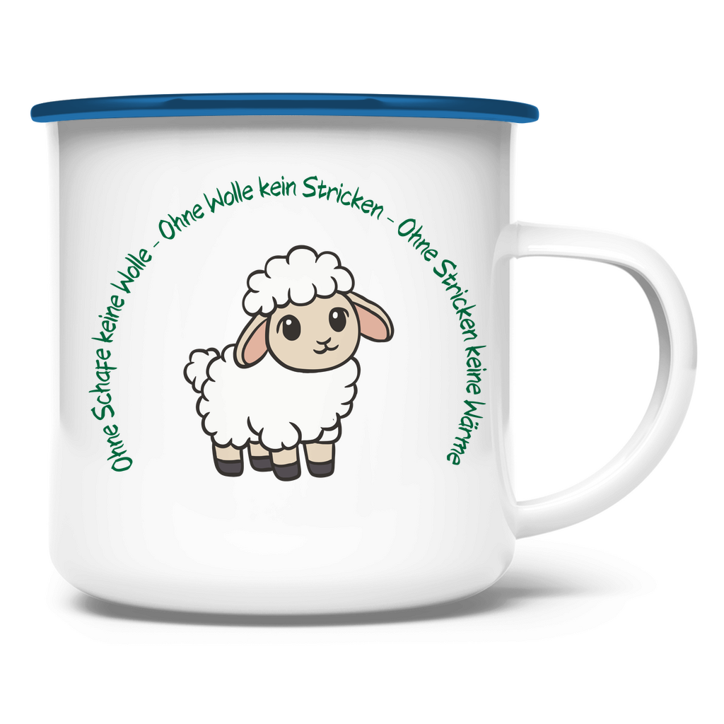 Emaille Tasse Ohne Wolle kein Stricken - Meshmade