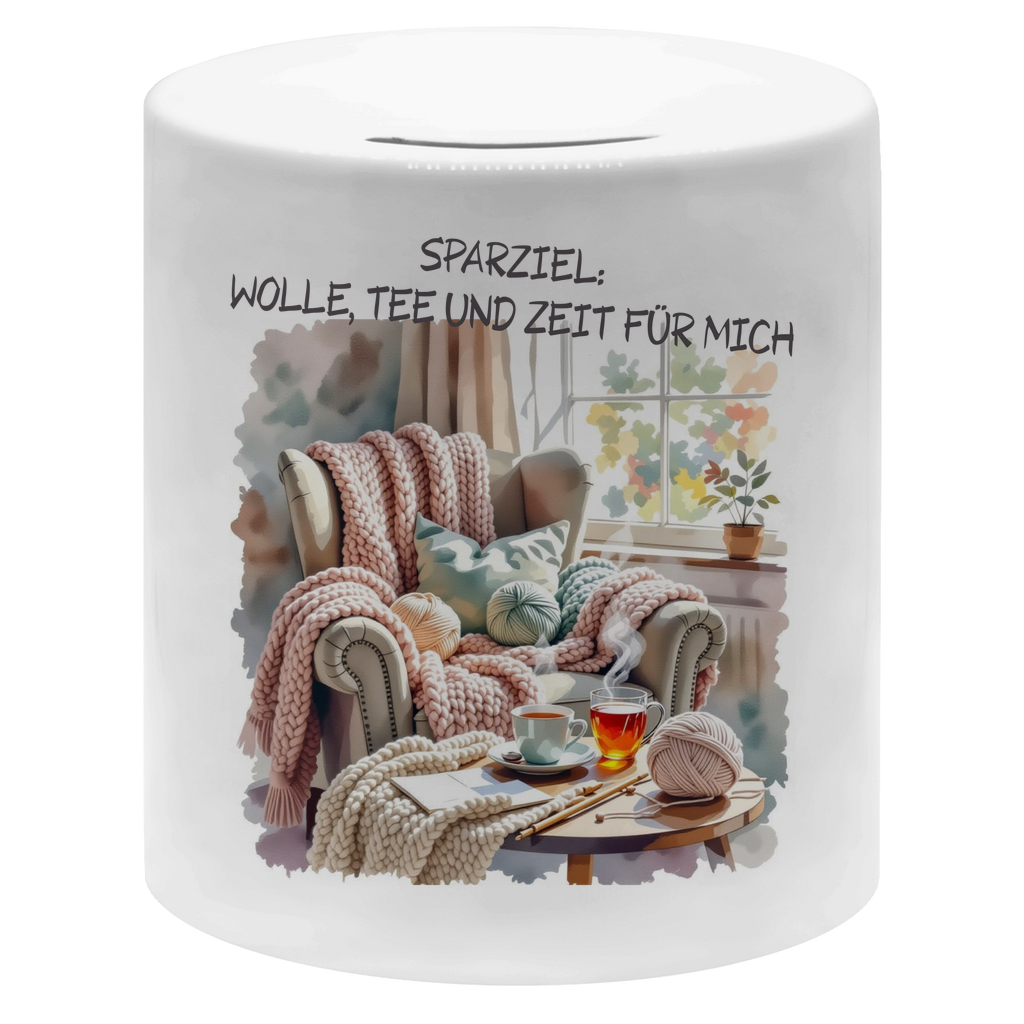 Spardose - Sparziel: Wolle, Tee und Zeit für mich - Meshmade
